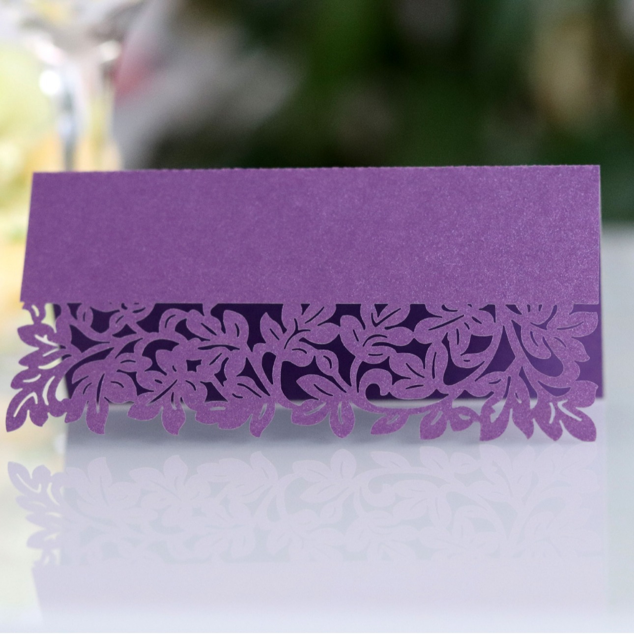 Export Amazon wedding laser three-dimensional seat card hollow leaf table card White butterfly name card wholesale