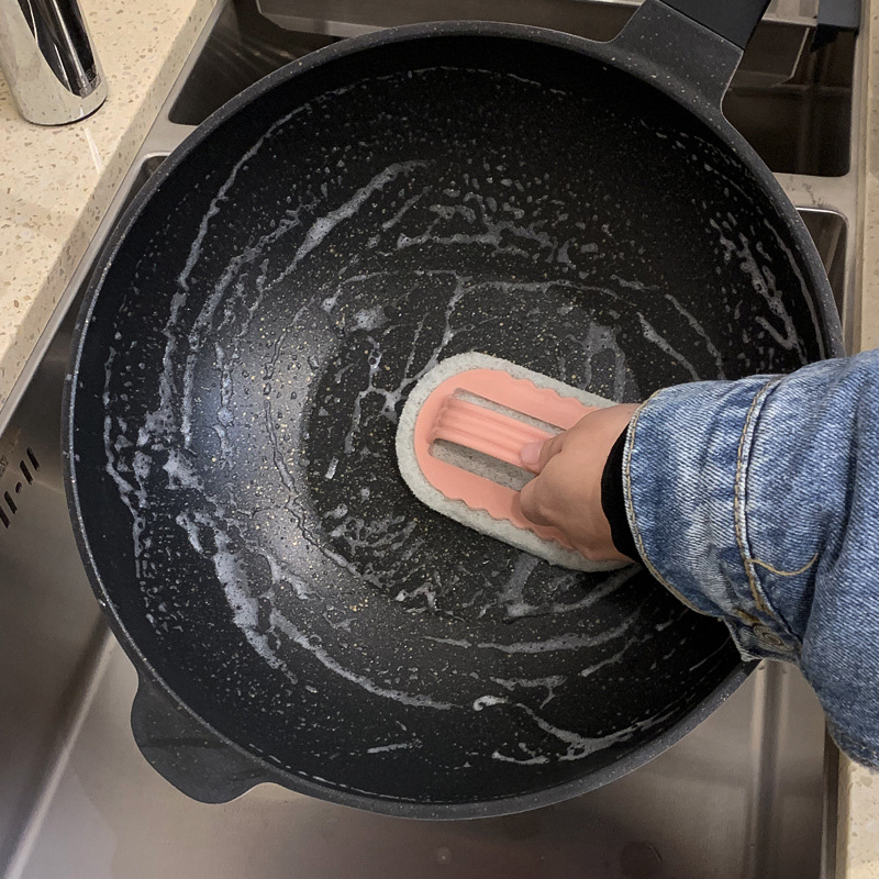 Cleaning Brush with Handle, Kitchen Dishwashing Pot Brush, Bathroom Scouring Tile Brush, Glass Wash Basin Decontamination Brush