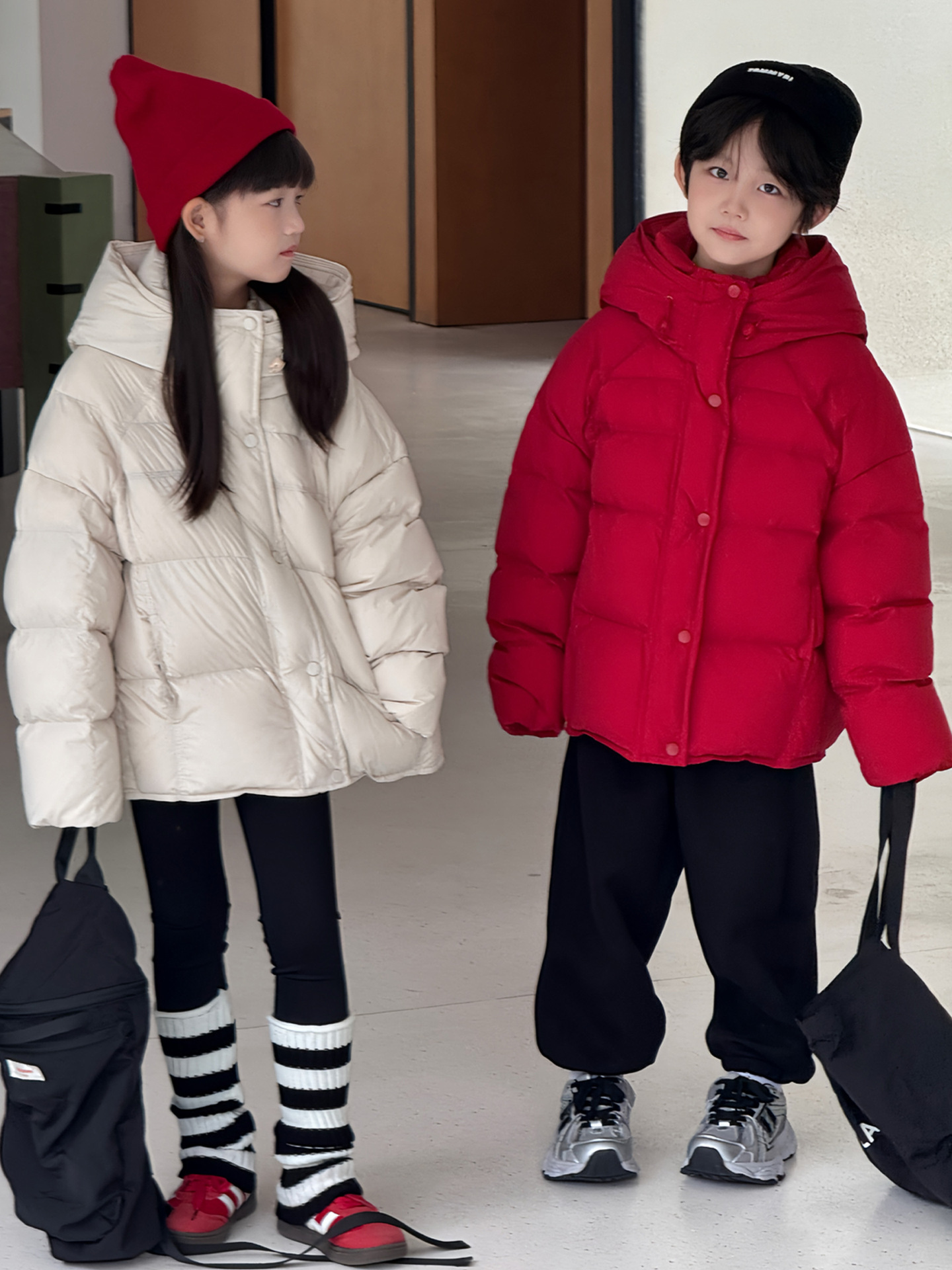 Children's down Jacket 2025 Autumn and Winter Korean Style New Style Boys and Girls Thickeneded Hooded White Duck down Jacket