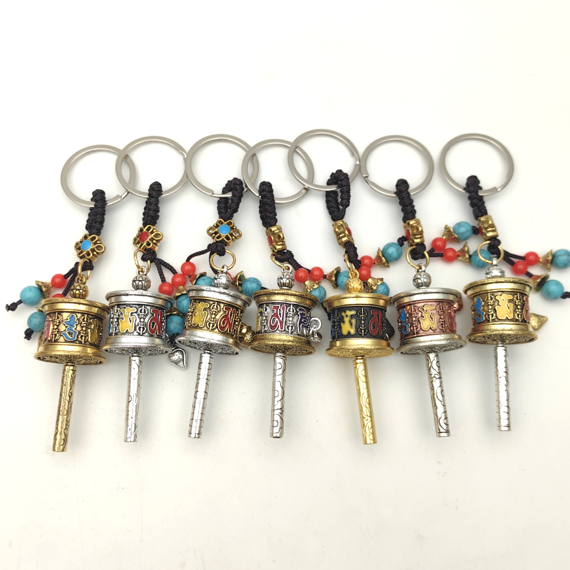 Xizang Prayer Wheel Six-Character Mantra Bag Keychain Pendant Pendant Jewelry Factory Wholesale