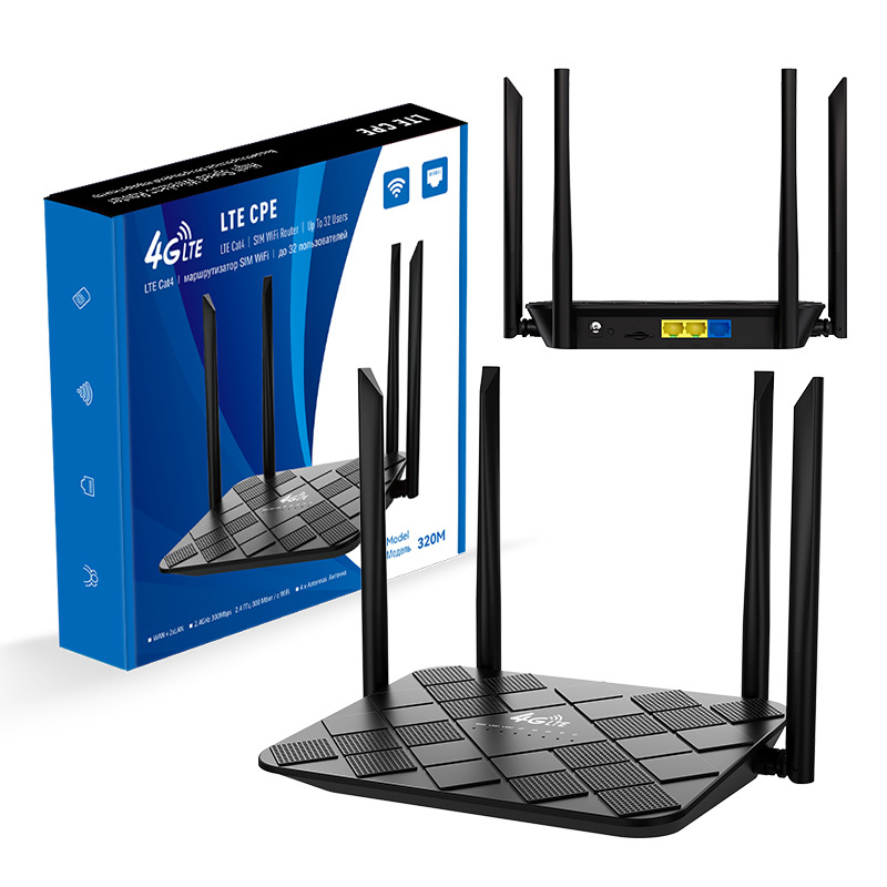 Пользовательский 4G роутер, LTE беспроводной WiFi офисный CPE, 3 сетевых порта с SIM-картой, роутер