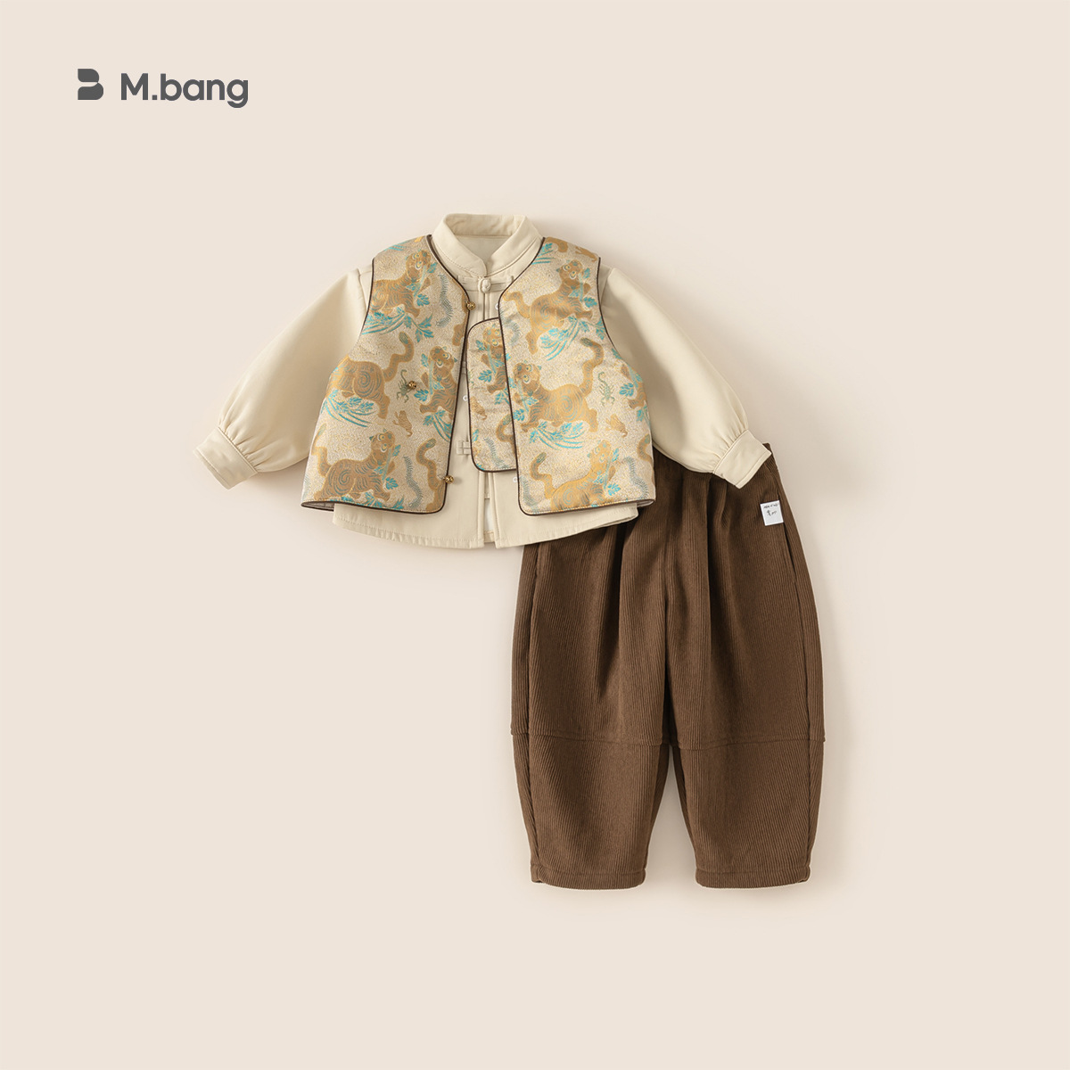 Юбао Детская одежда Мальчиковый таньский костюм Зима Утолщенный детский ханьфу Китайский стиль Новый год Трехпредметный комплект