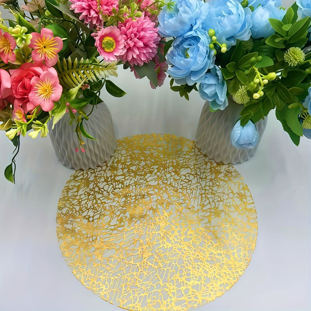 New Golden Random Pattern Hot Stamping, Gold Foil Placemat, Disposable Round Design, Suitable for Birthday Party Day Festival
