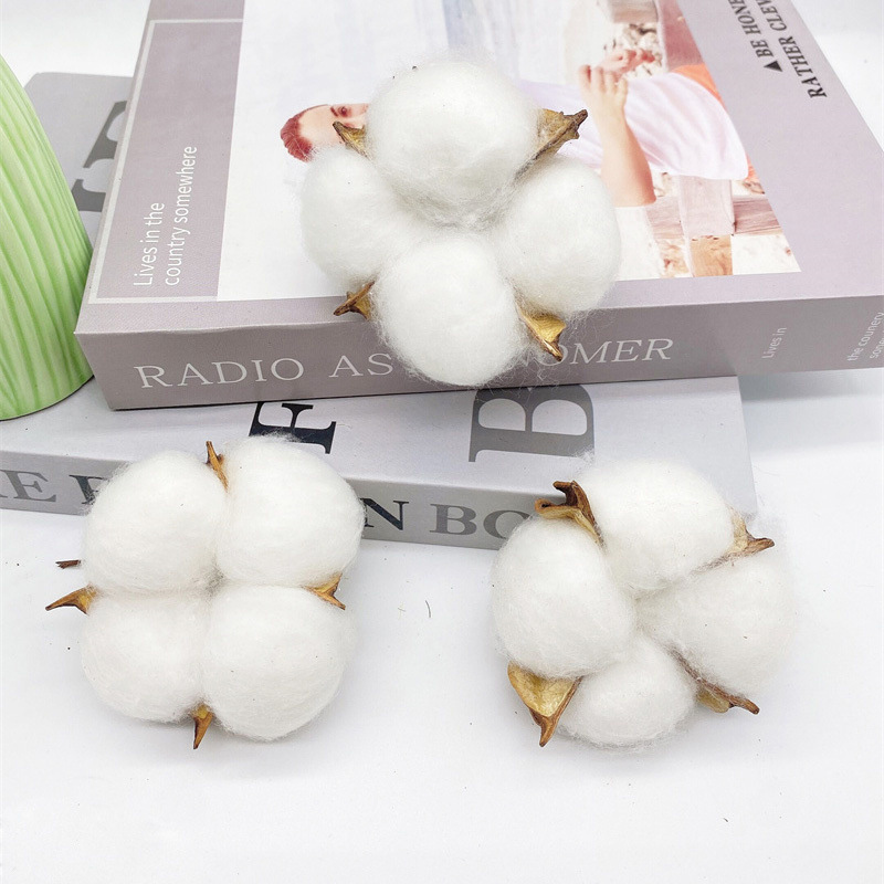 Оптовая продажа имитации одиночной головки капока натуральные сухие цветочные ветви хлопковой венок рождественские принадлежности вечные цветы