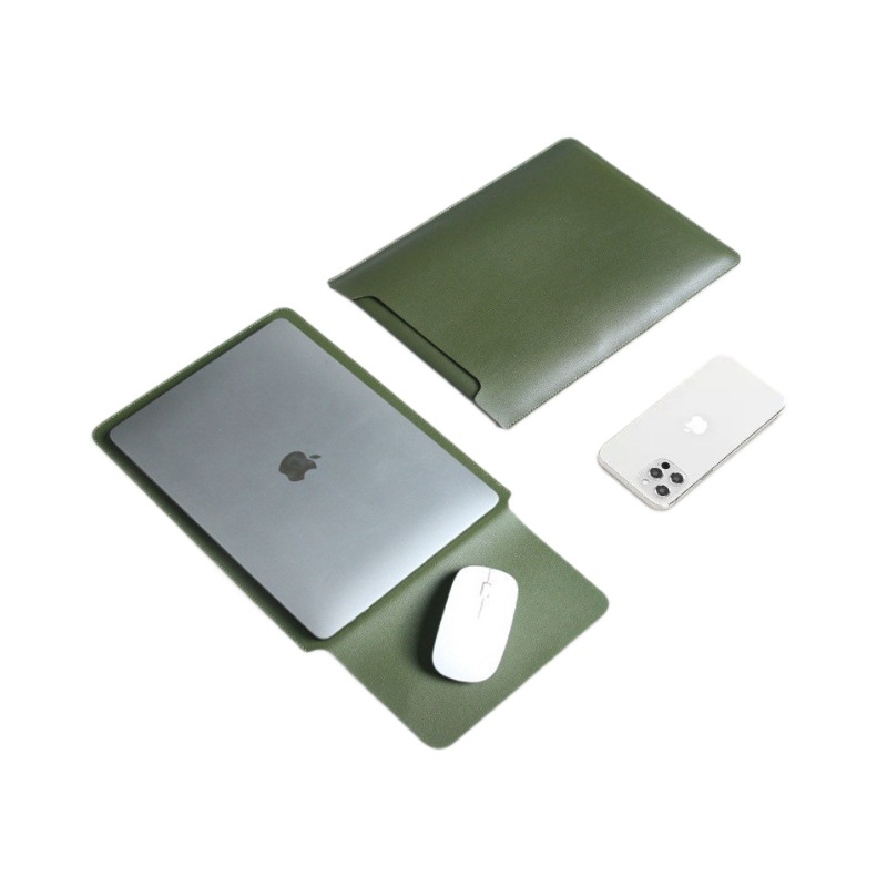 Laptop Sleeve Suitable for Apple, Huawei, Lenovo, Asus Non-Magnetic Buckle Computer Bag Waterproof Pu Protective Cover