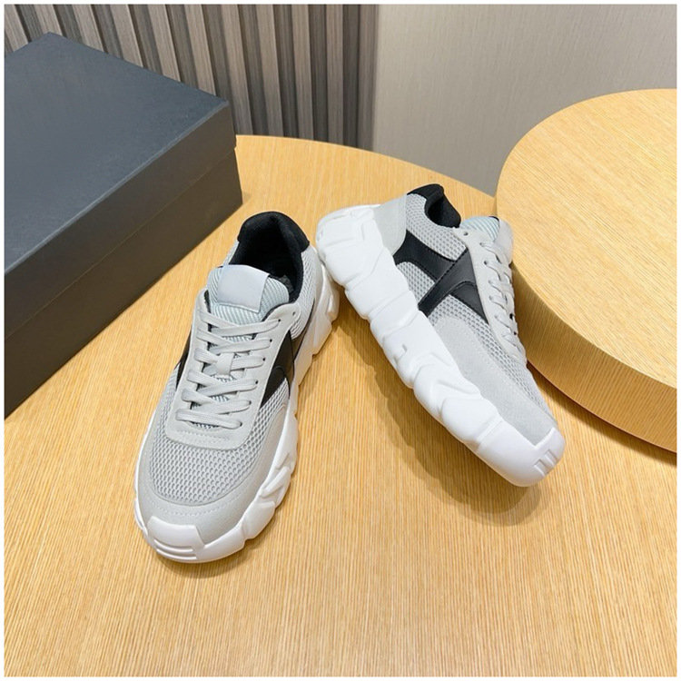 Dad Shoes Genuine Leather Mesh Fashion Trendy Thick-Soled Height-Increasing Sports Casual Trendy Brand 2024 Autumn European British Style