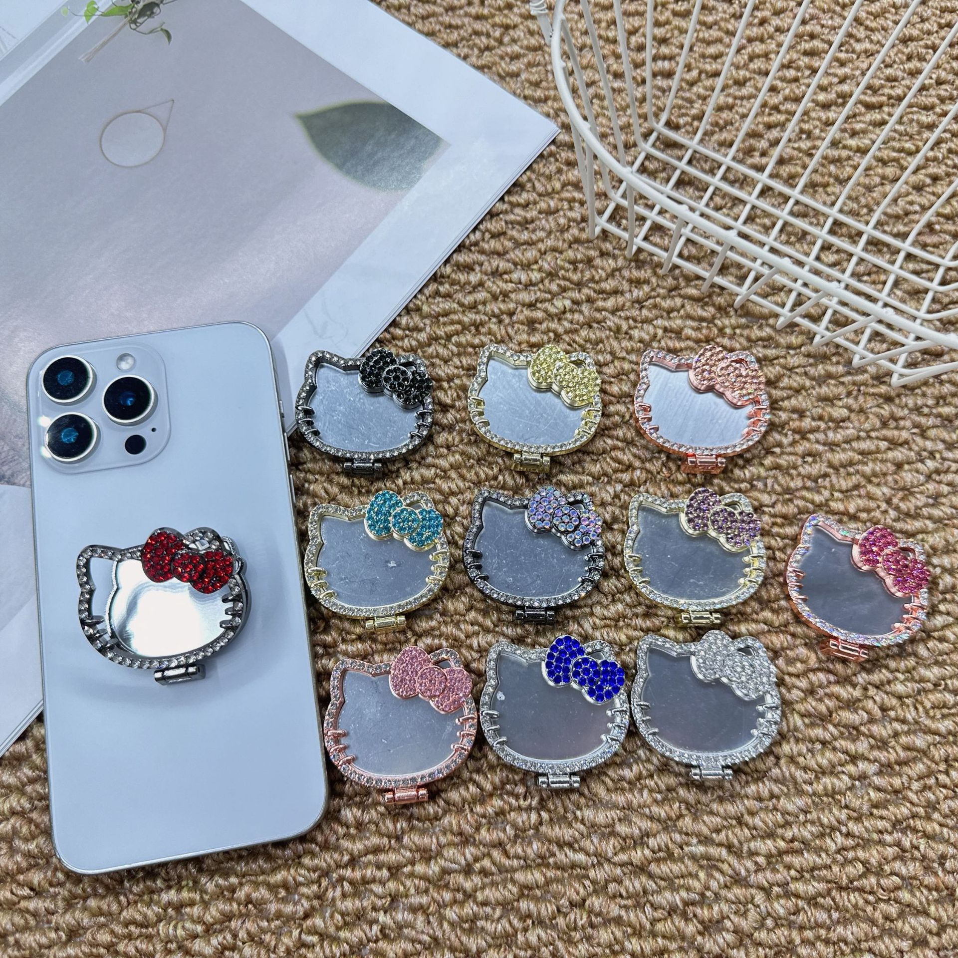 Phone Ring Holder Original Colorful Kt Cat Mirror Phone Stand Desktop Binge-Watching Gadget Back Sticker Ring Holder