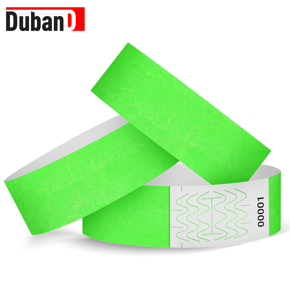 Solid color DuPont paper disposable waterproof imitation tamper children's playground swimming pool fluorescent color bracelet wristband ticket