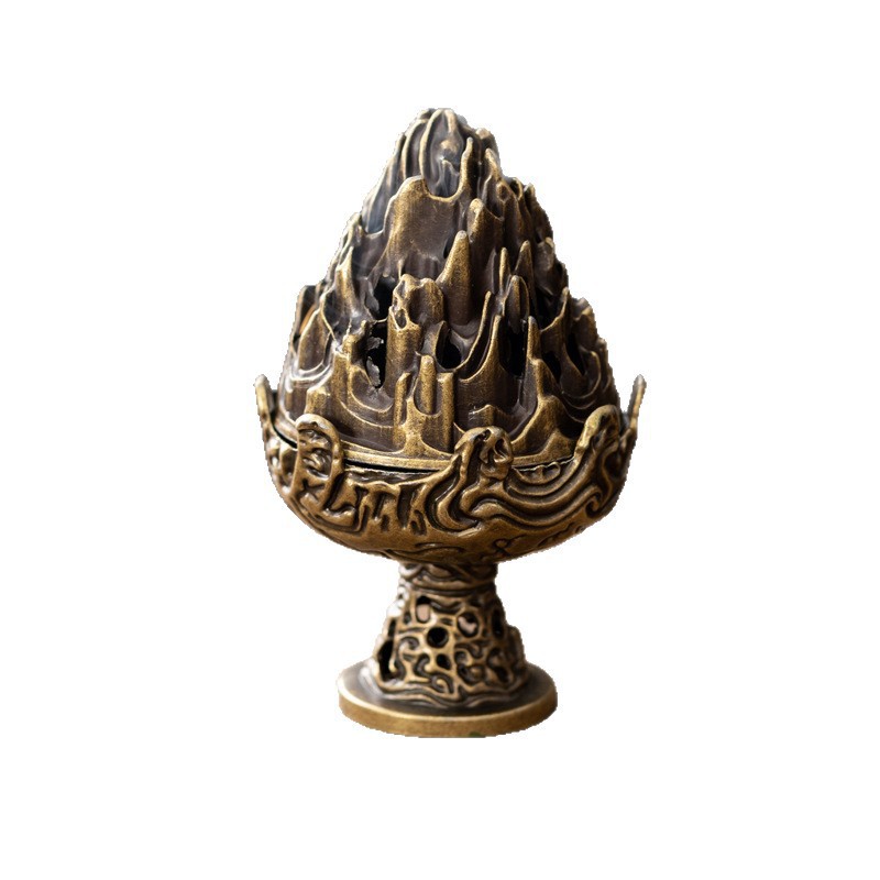 Small Xiangyun Goose Pear Incense Burner New Chinese Style Alloy Small Incense Burner Dragon and Phoenix Incense Holder Incense Coil Burner Aromatherapy Tablets