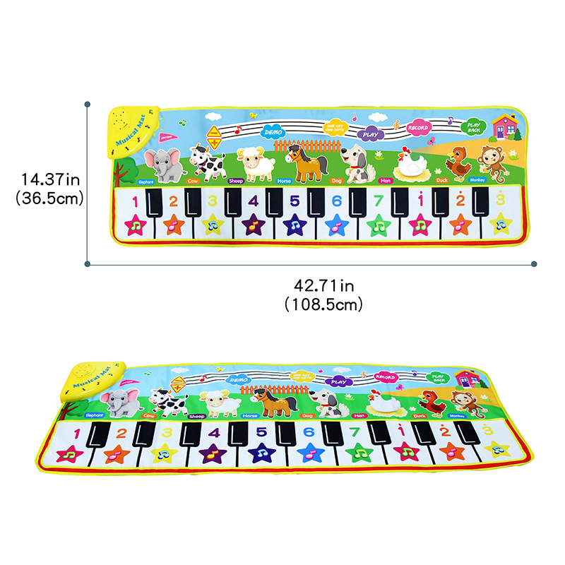 Cross-Border Kidsren's Piano Animal Musical Instrument Music Blanket 110*36cm Kidsren's Multi-Functional Infant Early Education Crawling Blanket