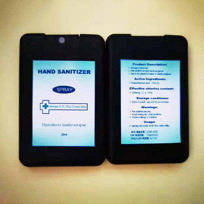 Безводный гель для дезинфекции рук спрей с гипохлористой кислотой 20ml Портативный карточный спрей, 10Ml/25Ml