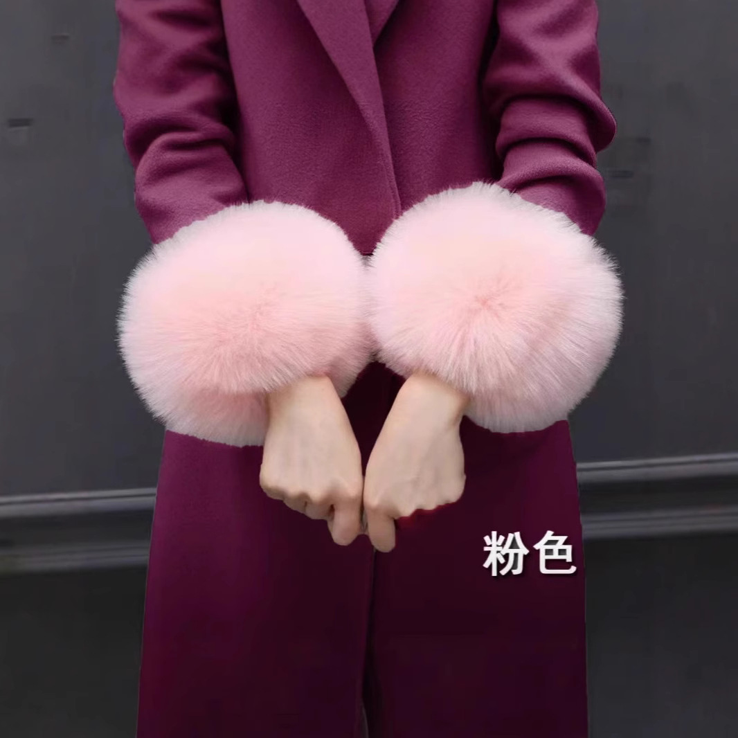 New Custom Winter Fashion Fox Fur Cuffs Fur Wristbands Women's Arm Warmers Wrist Protectors Clothing Accessories