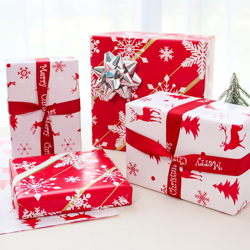 New Christmas Gift Wrapping Paper Large Size Double-Sided Printing 80g Cross-Border Dropshipping Copperplate Gift Wrapping Paper