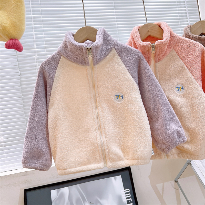 Children's Coat Spring Autumn Winter Sweet Puff Velvet Out Cardigan Baby's Jacket Boys' and Children's Jacket Children's Clothing