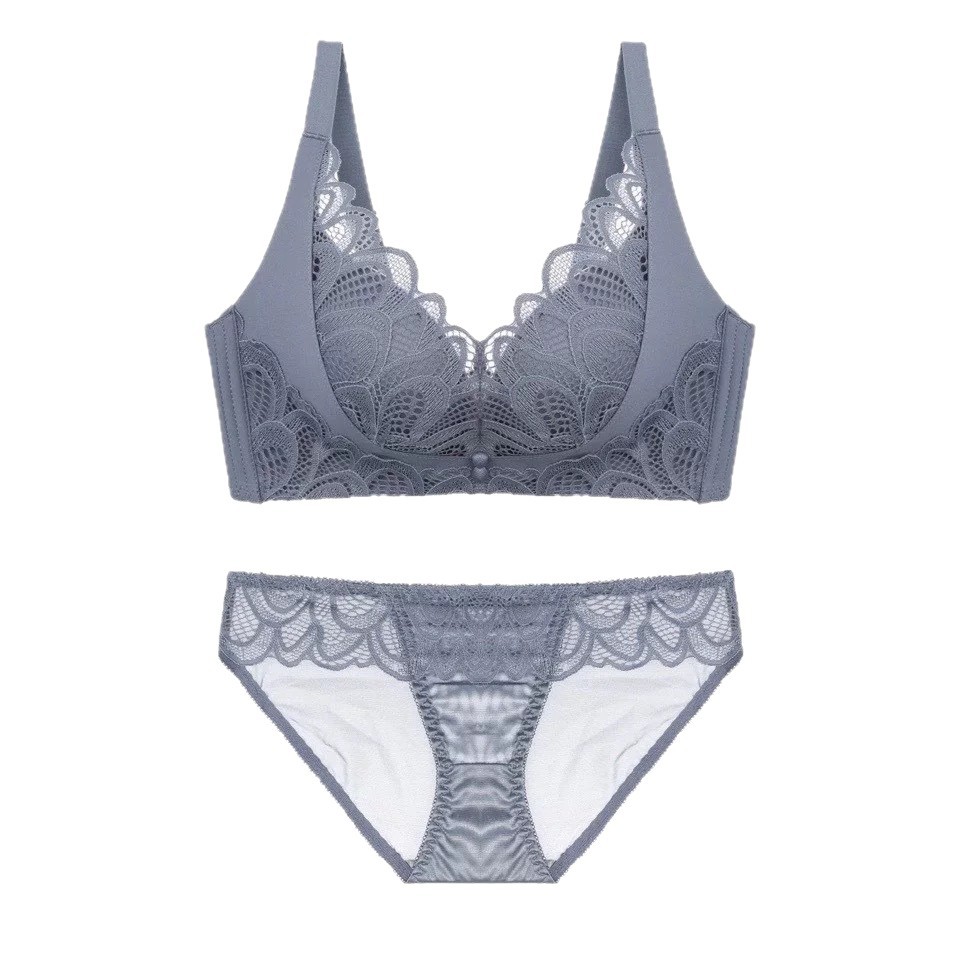 Cross-Border Lace Retro Small Breast Push-Up No Rims Sexy Adjustable Breast-Retracting Bra Red Underwear Set