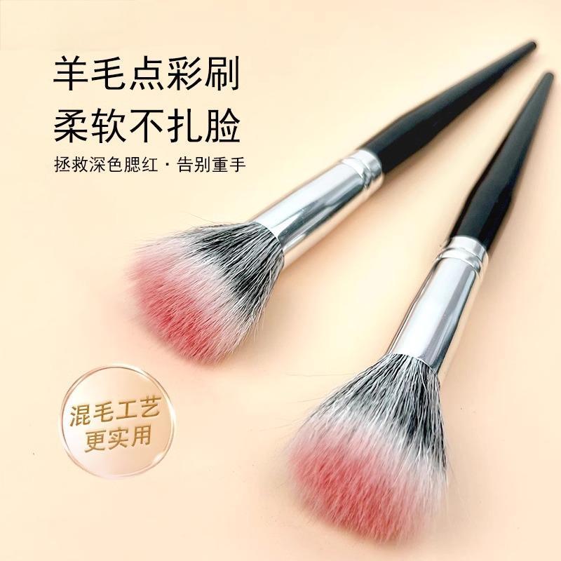 Кисть для румян в технике пуантилизм, кисть для макияжа из имитации шерсти животных, портативная кисть для рассыпчатой пудры, круглая кисть для консилера, мини-ручная кисть