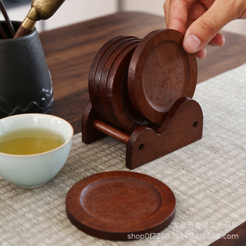 круглый винтажный чайный набор из массива бамбука цвета ореха для хранения, аксессуары для чайной церемонии, легкий роскошный бамбуковый теплоизолированный чайный поднос