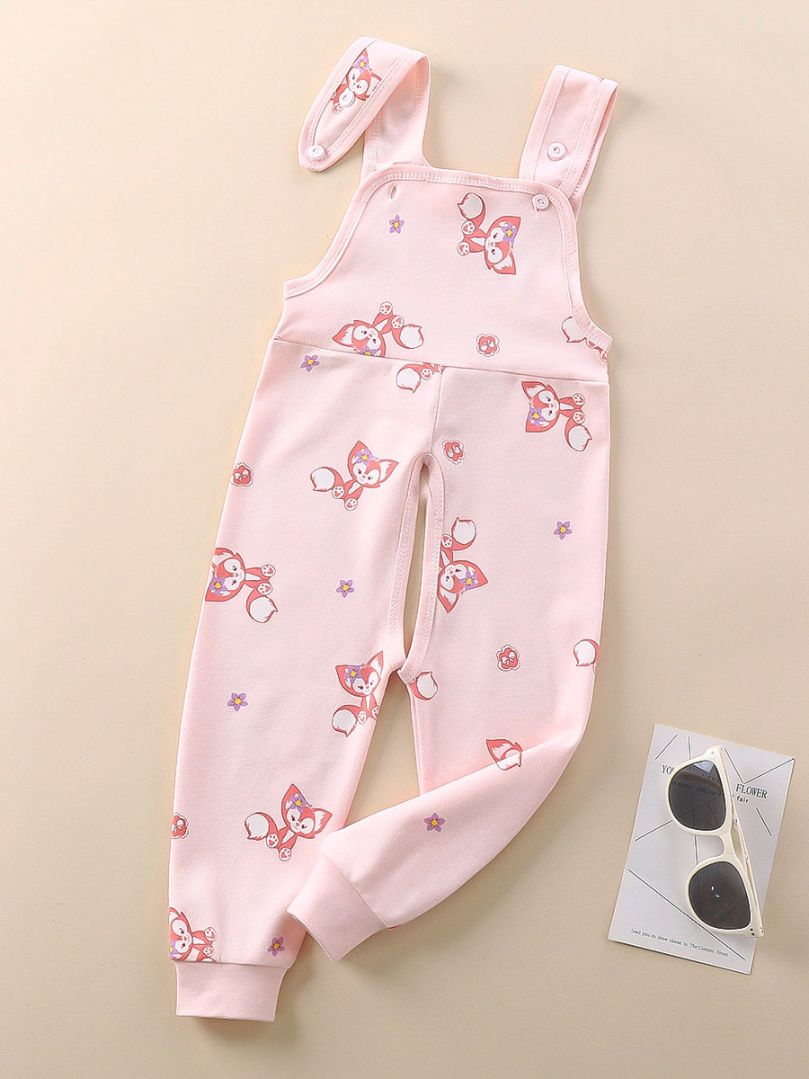 Children's spring and autumn suspender pants kindergarten nap pants baby high waist belly protection long pants boys and girls open-end home pants