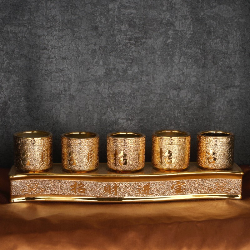 Керамическая чашка для воды, священная чашка, набор для поклонения Богу богатства