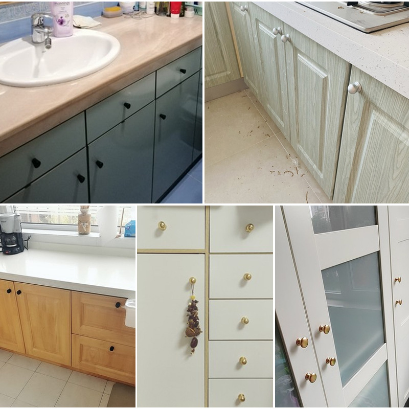 Aluminum alloy single hole handle round gold simple cabinet cabinet drawer stainless steel wardrobe door handle wholesale