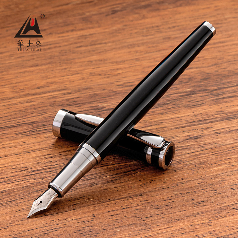 Оптовая продажа металлической ручки, 26 ярких наконечников, фонтанная ручка с большим изогнутым наконечником, чернильный мешок для каллиграфической практики, ручка с напечатанным логотипом