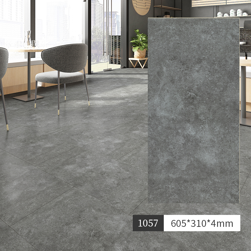 Spc Stone Plastic Lock Wood Floor Pure Color Cream Wabi-Sabi Style Household Micro-Cement Pvc Stone Crystal Snap-On Floor