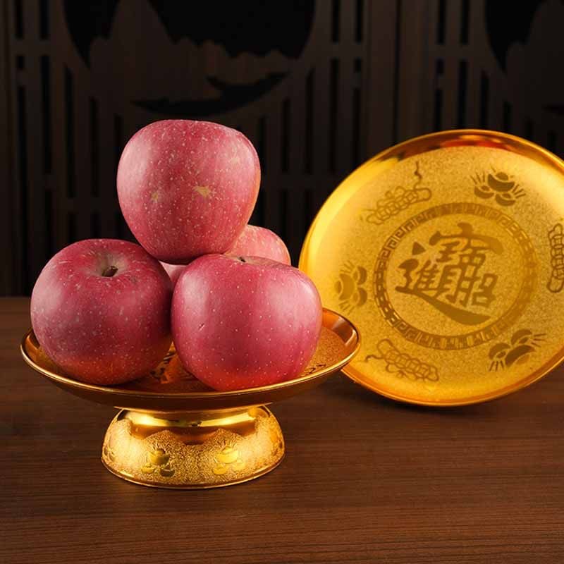 Placer Gold Lucking Plastic Buddha Worship Fruit Plate Home Buddha Front Worship Fairy God of Wealth Fruit Plate for Worship