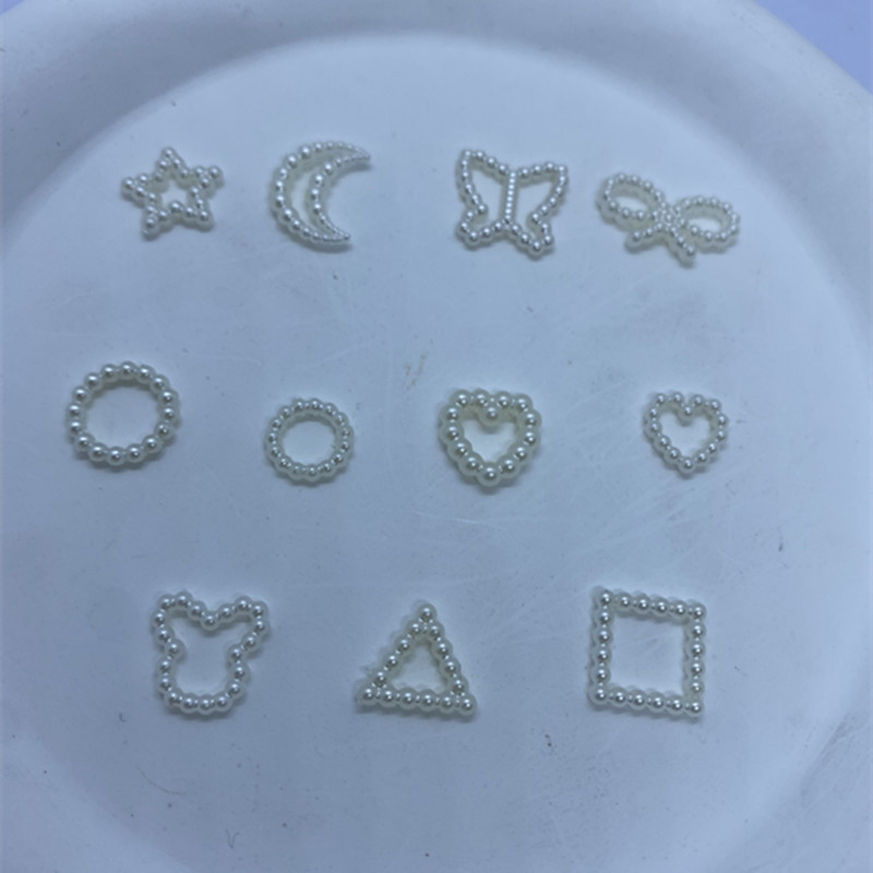 ABS hollow imitation pearl bow five-pointed star love moon hairpin headdress manicure phone case accessories material