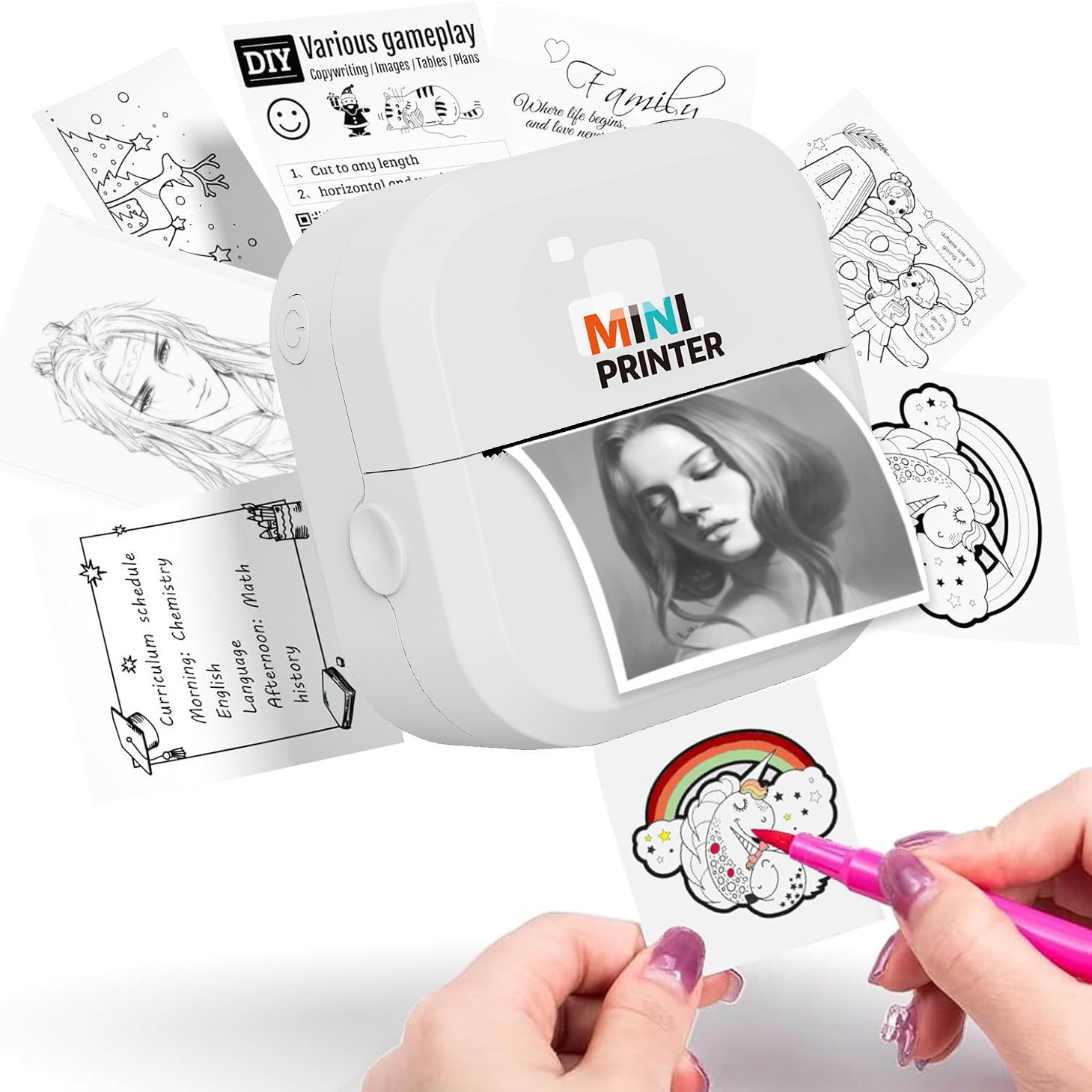 Cross-border mini printer home with mobile phone portable handheld pocket photo HD wrong printer gift