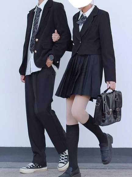 Preppy Style Boys DK Uniform Suit JK Loose Outwear Class Uniform College Uniform Basic Autumn and Winter Black Suit