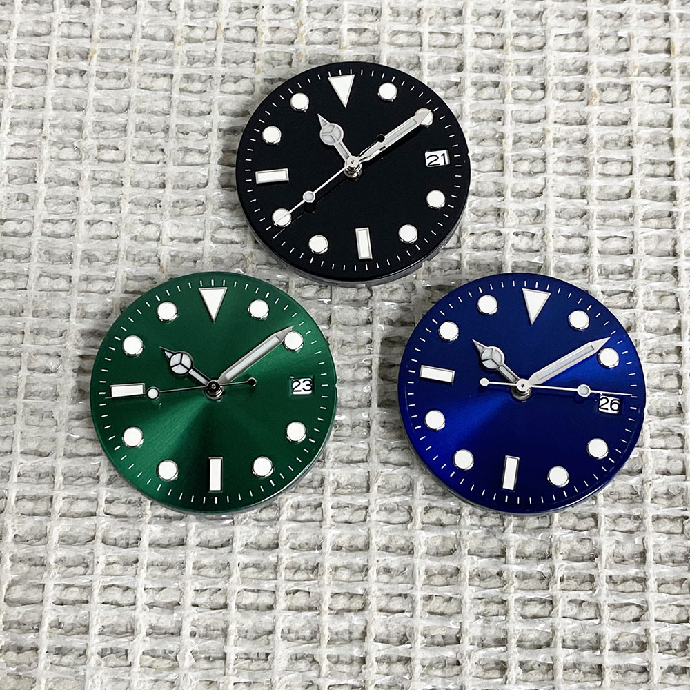 29mm безметочный циферблат, узор, синий-зеленый люминесцентный, подходит для модификации часов с механизмом Nh36/Nh35