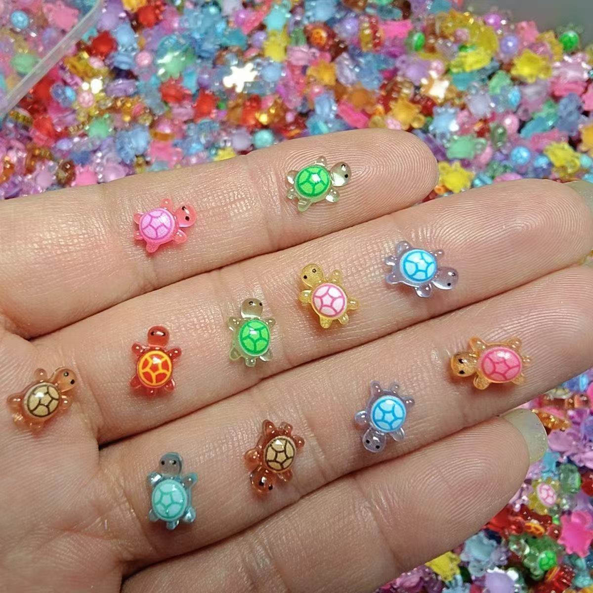 Mini New Cartoon Luminous Cream Turtle Resin Cute Popular Nail Art Ornaments Upgraded Turtle DIY Accessories