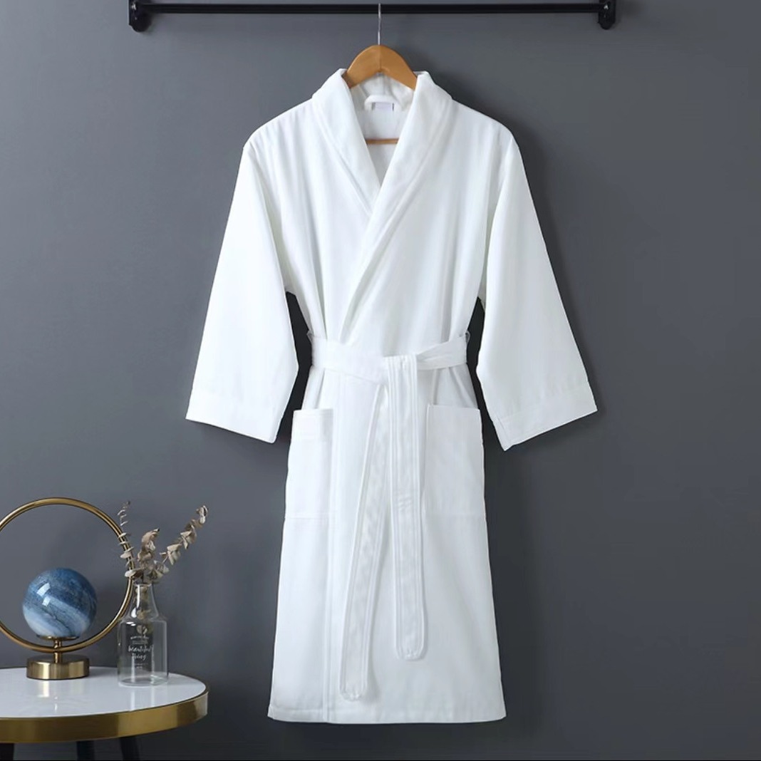 Five-Star Hotel Bathrobe, Double-Layer Gabardine Bathrobe, Suitable for All Seasons, Thickened Nightgown, High-End Bathrobe Customization