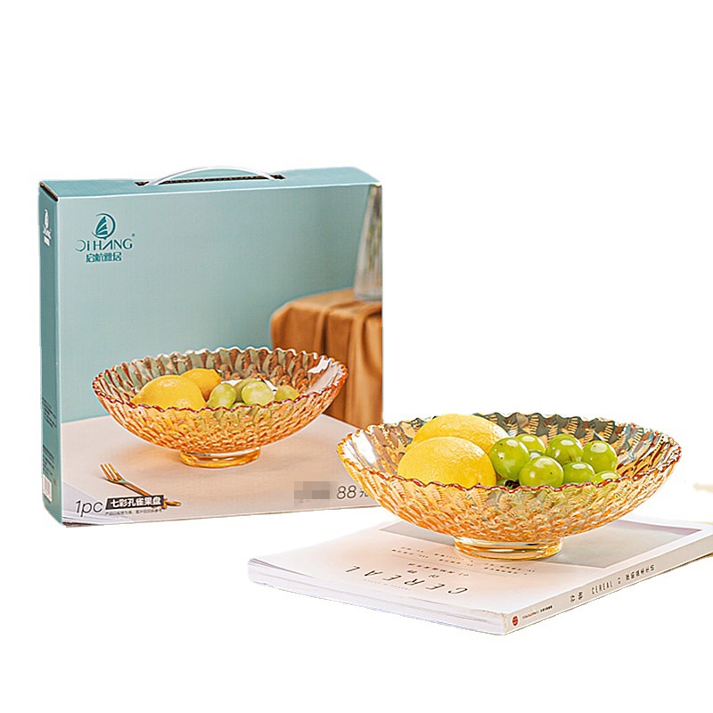 Creative Colorful Peacock Glass Fruit Plate Home Living Room Large Coffee Table Snacks Melon Seed Plate Festival Gift