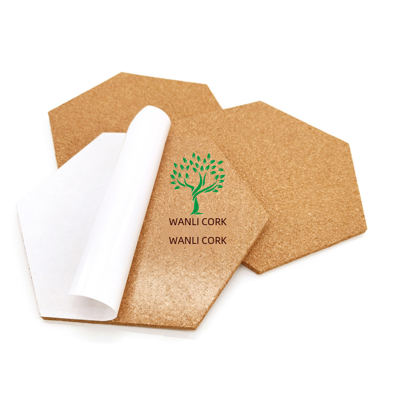 Cork message board with adhesive square hexagonal tacks photo wall