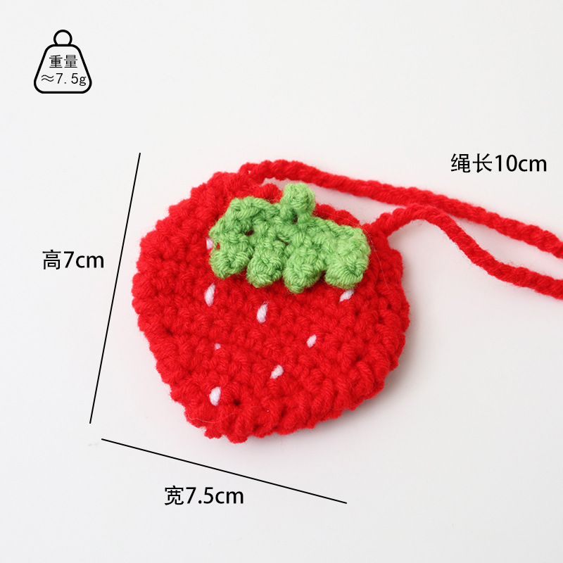 Fruit Bag, Handmade Woolen Knitted Finished Product, Strawberry Coin Purse, Crocheted Orange Kidsren's Bag, Fruit Lemon Bag