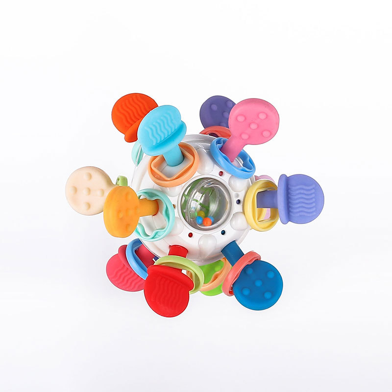 Baby Toys 0-1 Years Old Puzzle Early Education Baby Grinding Glue Manhattan Hand Grasp Ball Grasp Training Rattle Cross Border