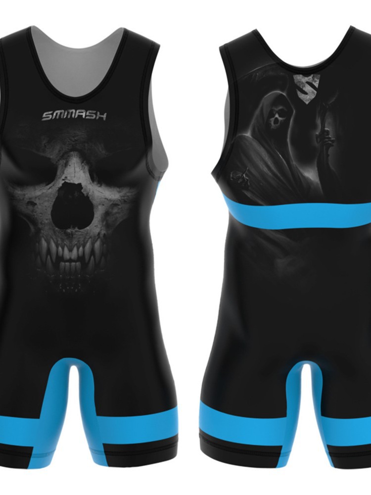 Sublimation Full-Body Printed Men's One-Piece Wrestling Suit Competition Weightlifting Suit Men's and Women's Freestyle Wrestling One-Piece Vest