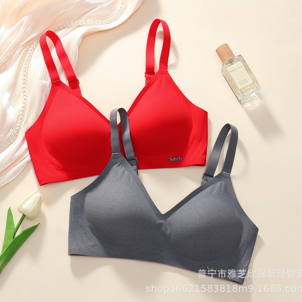 B78 original tag fixed cup jelly strip underwear women gathered seamless soft support bras