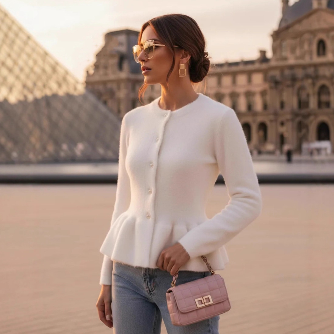 кардиган из искусственного мускуса для женщин осенью и зимой, новый высококачественный элегантный вязаный жакет с хвостом