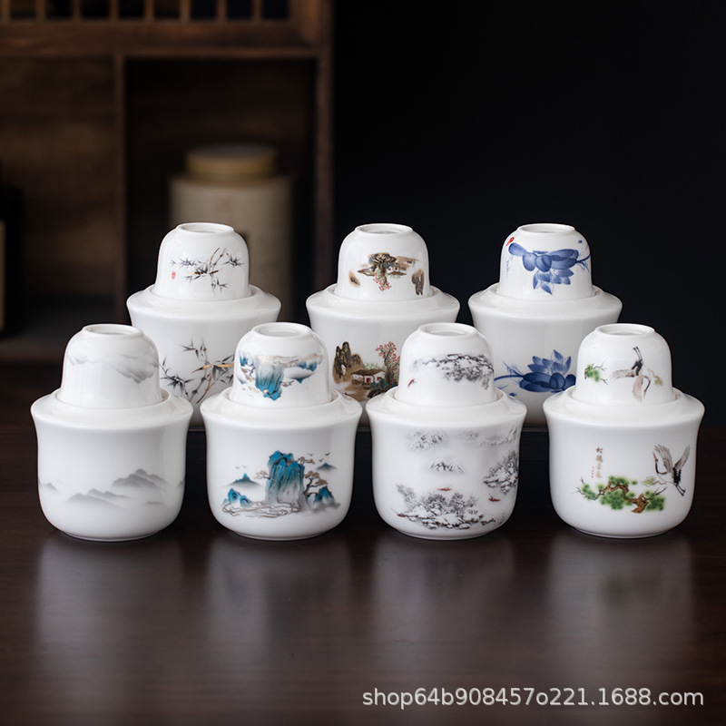 Dehua White Porcelain Wine Warmer Set for Warming Liquor, Suitable for White Wine, Yellow Wine, and Sake, Gift Set with a Modern Chinese Style