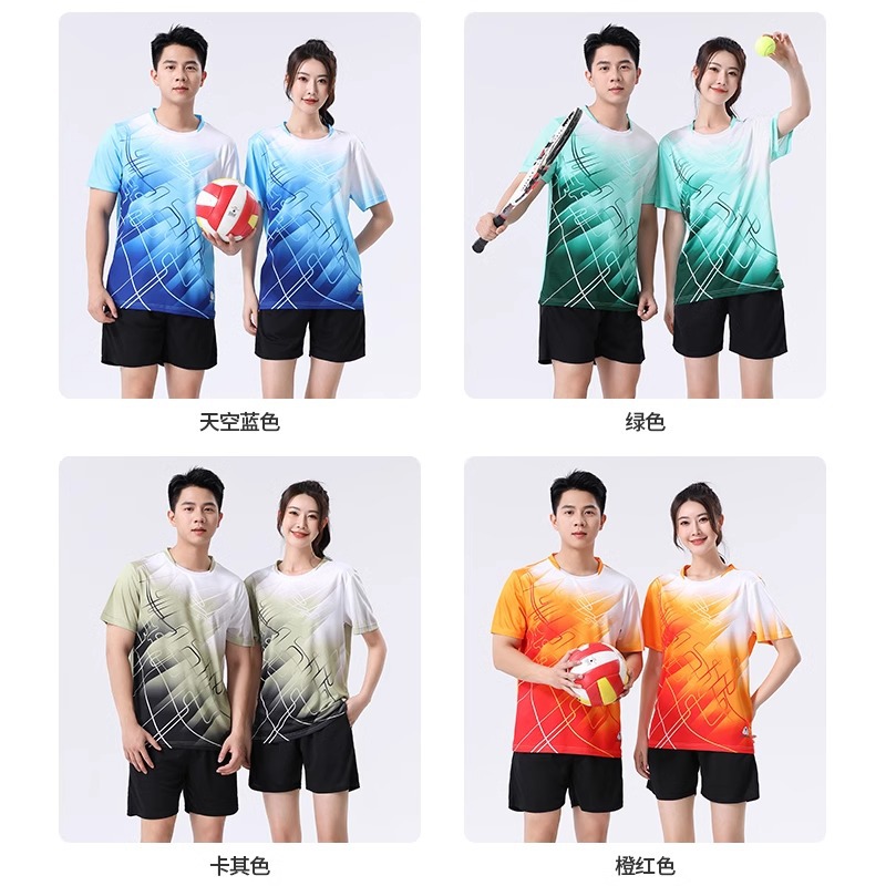 [Zhengxiang Factory] Short-sleeved Badminton Suit suit Quick-drying Running Suit Men's and Women's Table Tennis Suit Tennis Training Suit