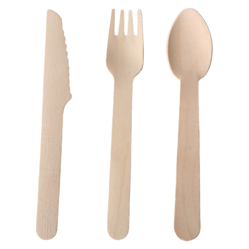 Disposable Spoon Wooden Knife, Fork and Spoon Environmentally Friendly Tableware Set Cake Fork Ice Cream Dessert Wooden Spoon Ice Cream Wooden Shovel