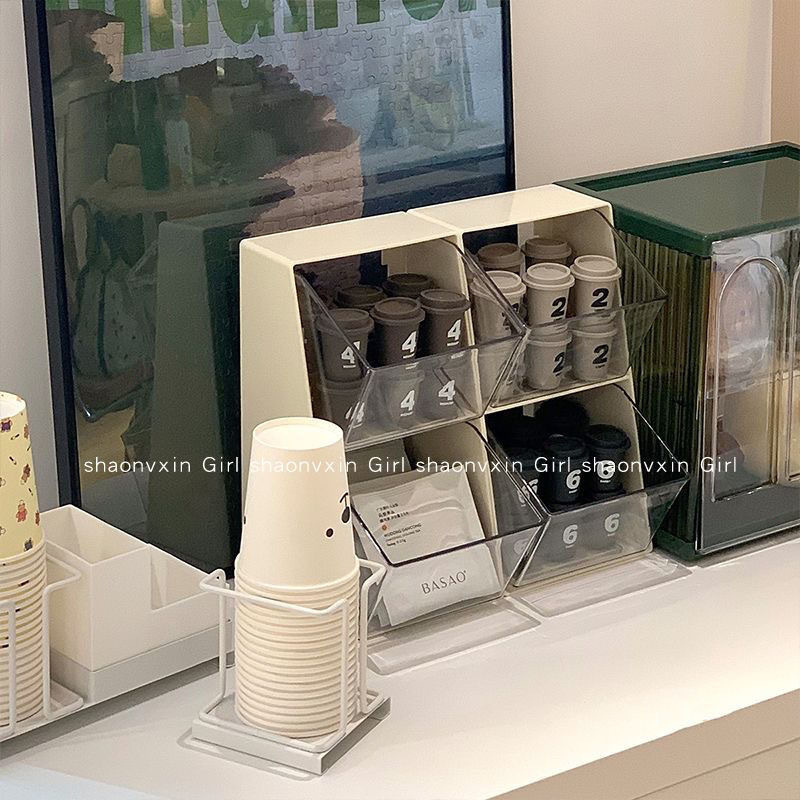 Tea Bag Storage Box Office Pantry Desktop Coffee Capsule Storage Rack Bar Instant Transparent Storage Rack