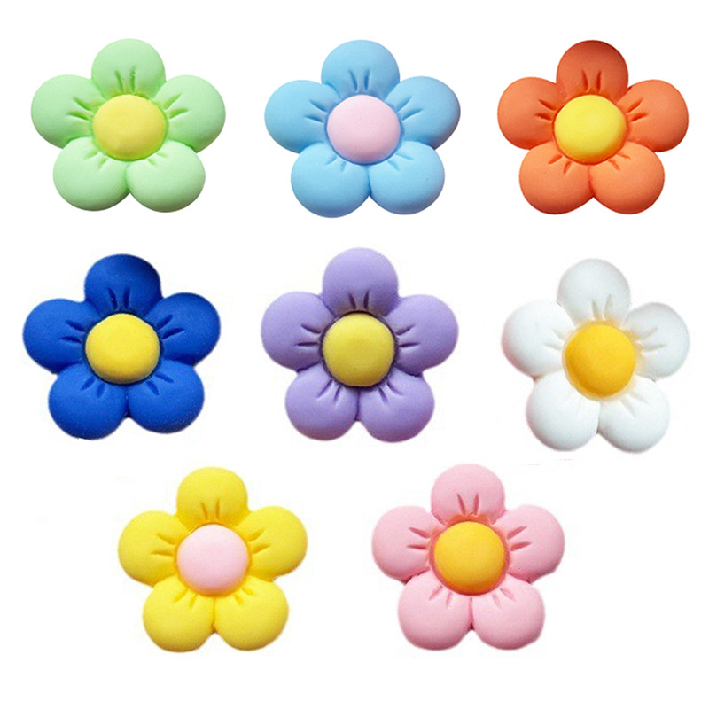 Frosted Five-petal Flower Series Resin DIY Accessories Mobile Phone Case Hole Shoes Patch Hairpin Hair Accessories Material