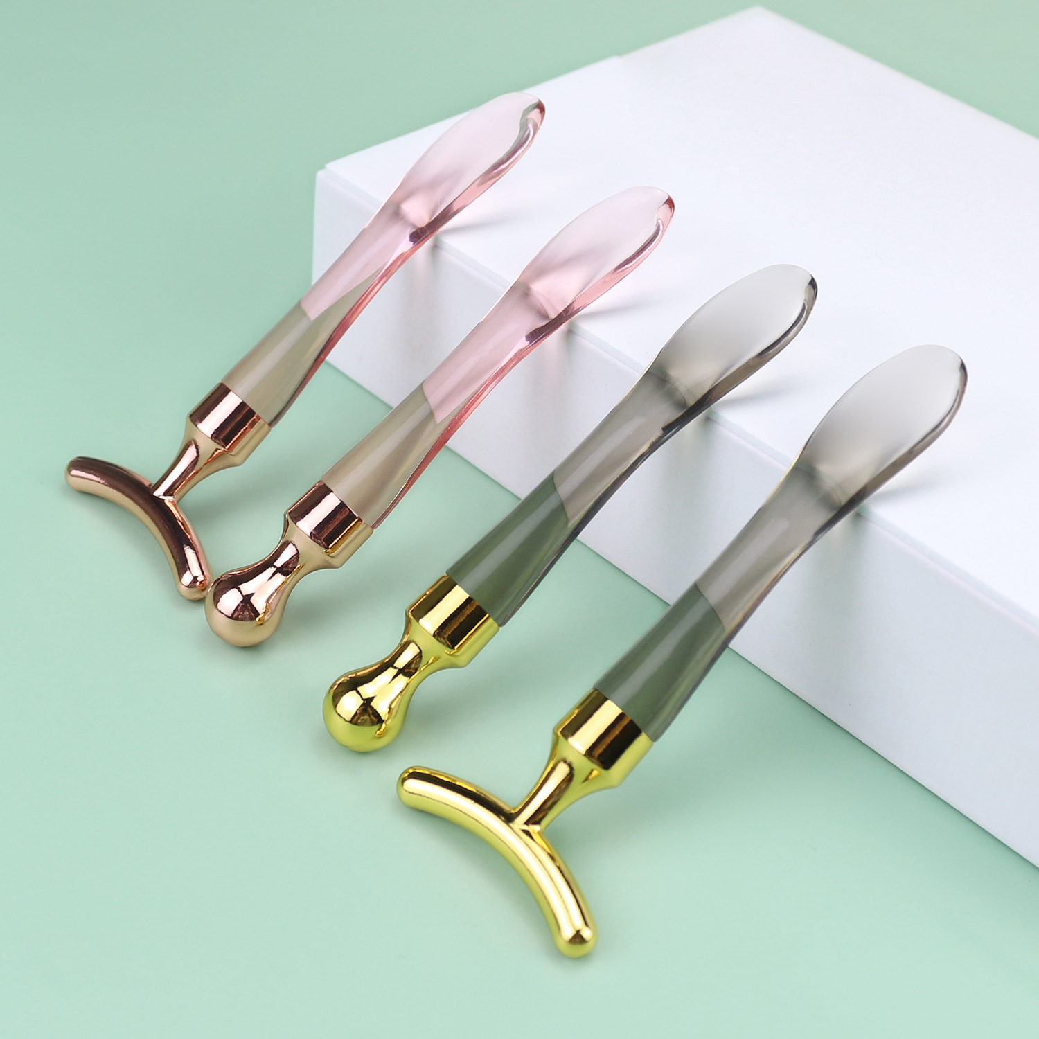 Metal Eye Cream Massage Stick Fishtail Cosmetic Spoon Double Head Eye Cream Face Cream Introduction Stick Face Massage Beauty Spoon