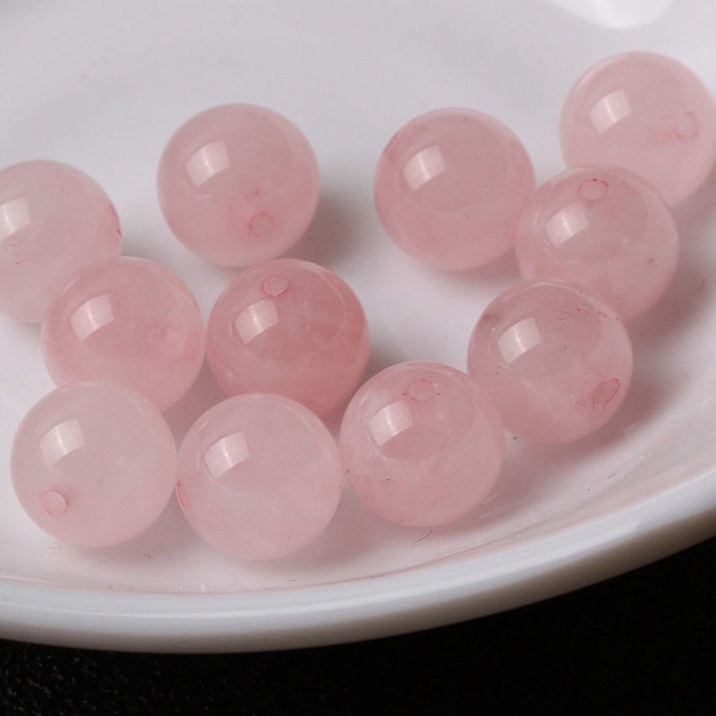 Madagascar Natural Pink Crystal Loose Beads Pink Crystal Handmade DIY Beaded Round Bead Bracelet Bracelet Wholesale
