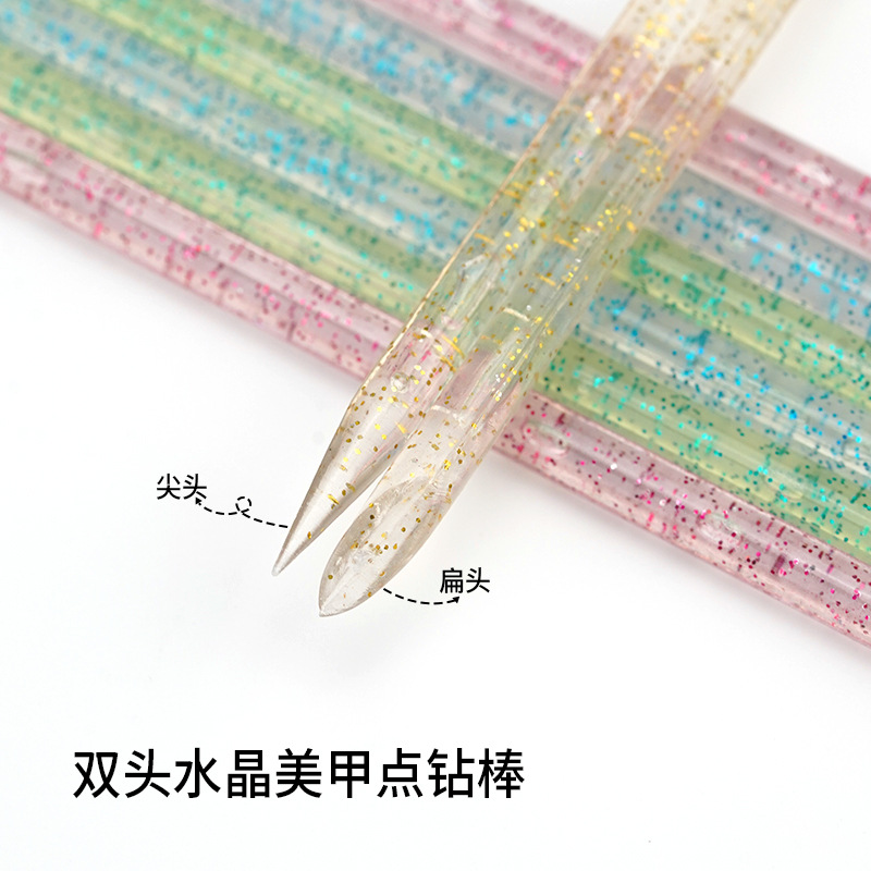 Кристаллический стержень для ногтей, оранжевый, многоцветный, двусторонний, для маникюра, оптовая продажа