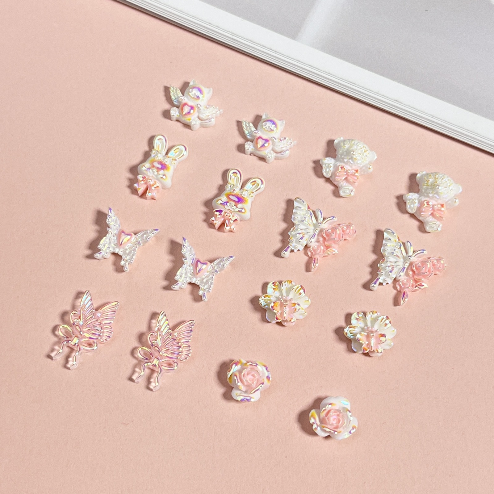 New Tmall Genie Cartoon Nail Art Jewelry Oil Dropping Plating Three-dimensional Bear Butterfly Flower Resin Nail Accessories