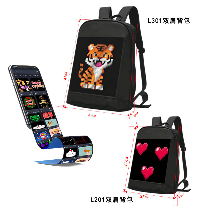 Large Screen Led Backpack Cross-Border Large and Small Size Advertising Outdoor Travel Expression Personalized Led Backpack High Brightness Full Color